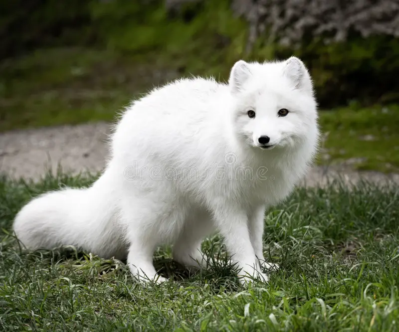 Arctic fox with bushy tail