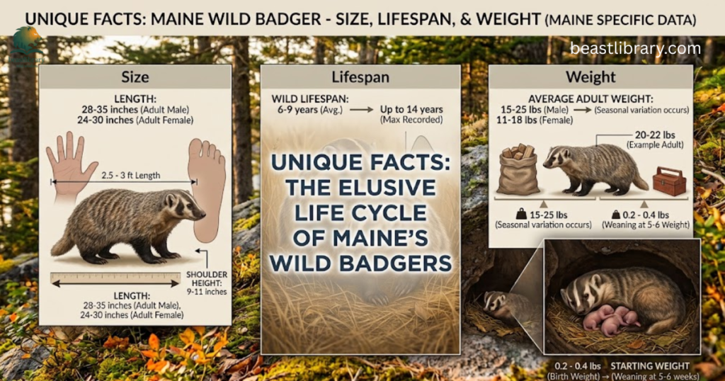 Size, Lifespan And Weight are there badgers in maine