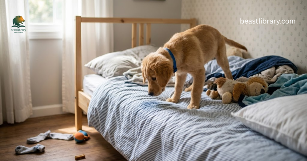 Dog peeing on bed because of poor training